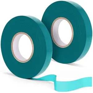 Stretch Tie Tape Roll, 2 Pack Total 300 Feet 1/2"" Garden Tie Tape Thick Sturdy Garden Plant Ties Green Vinyl Plant Ribbon Gardening Tools Green Garden Roll for Indoor Outdoor Patio Plant Use
