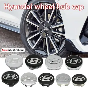 4 Piece 56/58/60mm Car Wheel HUB Center Cap Emblem Badge, Integrated Rim Logo, Fits Hyundai Santa Fe Sonata Solaris Azera Creta I30 Tucson Ix35