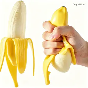 New Banana Shape Stress Relief Toy, Elastic Soft Plastic, Anxiety Relief Fidget, Adult Kids Finger Spinner, Fruit Fidget Toy, Stress Relief Fidgets, Decompression Squeeze
