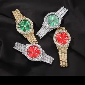 Opulence Wearables Men’s White Gold Watch with Multicolor Bezel Setting, Available in Baby Blue, Red, Blue, Emerald Green, Black, purple.