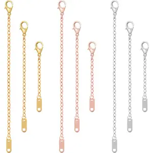 9 Pcs Necklace Extender, Chain Extenders for Necklaces, Delicate Stainless Steel Jewelry Chain Extenders for Bracelet Anklet Necklace (Gold/Silver/Rose Gold, 5/10/15cm)