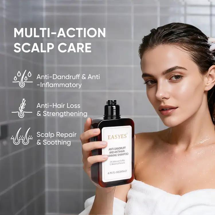 【BQ】EASYES Anti-Dandruff & Hair Thickening Shampoo | 1% Selenium Sulfide + 0.2% Piroctone Olamine | 11 Herbal Actives for 78% Less Flakes & +38% Density in 7 Days | #ScalpCare #HairGrowth