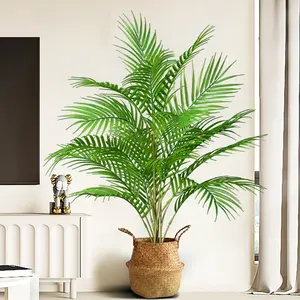 Artificial Palm Tree Leaf without Pot, 1 Count Faux Plastic Plants Durable Fake Greenery for Decor, Realistic Fake Plant for Home Garden Decor