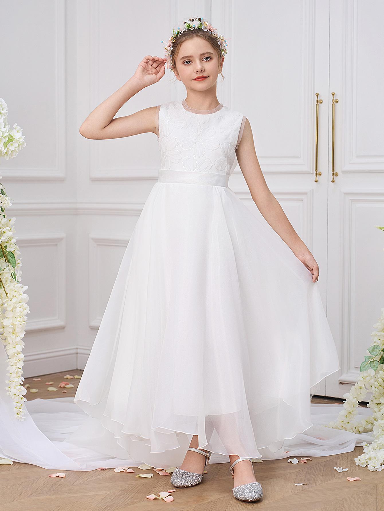 0088 Teen Girl Tulle Prom Dress Teen Girl Wedding Tulle Dress Long Dress  Teens Tweens White Formal Dress Long Gown For Wedding Party - TikTok Shop