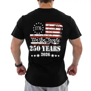 US 250 Years We The People Printed Men's T-shirt,250 Years America Anniversary 250th Independence Day Freedom T-Shirt,Semiquincentennial Celebration 1776-2026 Shirt, Patriotic American Flag Gifts Casual Daily Wear Tee For Men & Women