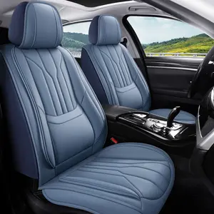 OTOEZ Universal PU Leather Car Seat Covers with Lumbar Support Cushion Waterproof Airbag Compatible Full Set for 5 Seats Auto Seat Protectors for Women Interior