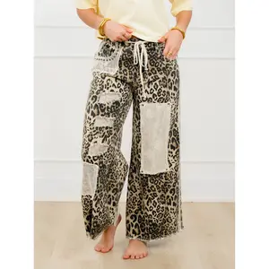 Restock! POL Leopard Distressed Wide Leg Pants