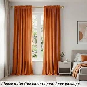 Maple Sugar Velvet Blackout Curtains, Rod Pocket Top, Soft & Smooth, Wrinkle Resistant, Washable, High Blackout, Privacy Protection
