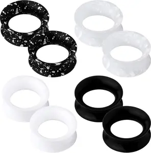 OUFER 8PCS Silicone Ear Gauges Flexible Ear Tunnels Plugs Stretchers Expander Double Flared Flesh Ear Piercing Jewelry for Women Men