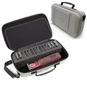 Hair Clipper Case For Barbers Compatible with 14 Metal Andis, Oster, Wahl - Detachable Clipper Blades, Includes Grey Carry Case Only