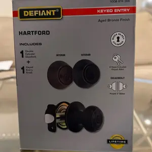 Defiant Hartford aged Bronze Combo Pack with Double Cylinder Deadbolt