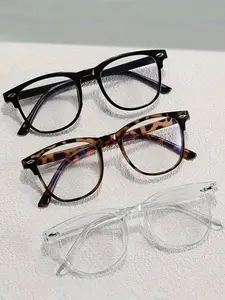Vintage Lightweight Fashion Full Frame Leopard Pattern Eyeglasses Set, Simple Design, Suitable for Office, Study, Leisure, Enhance Visual Comfort