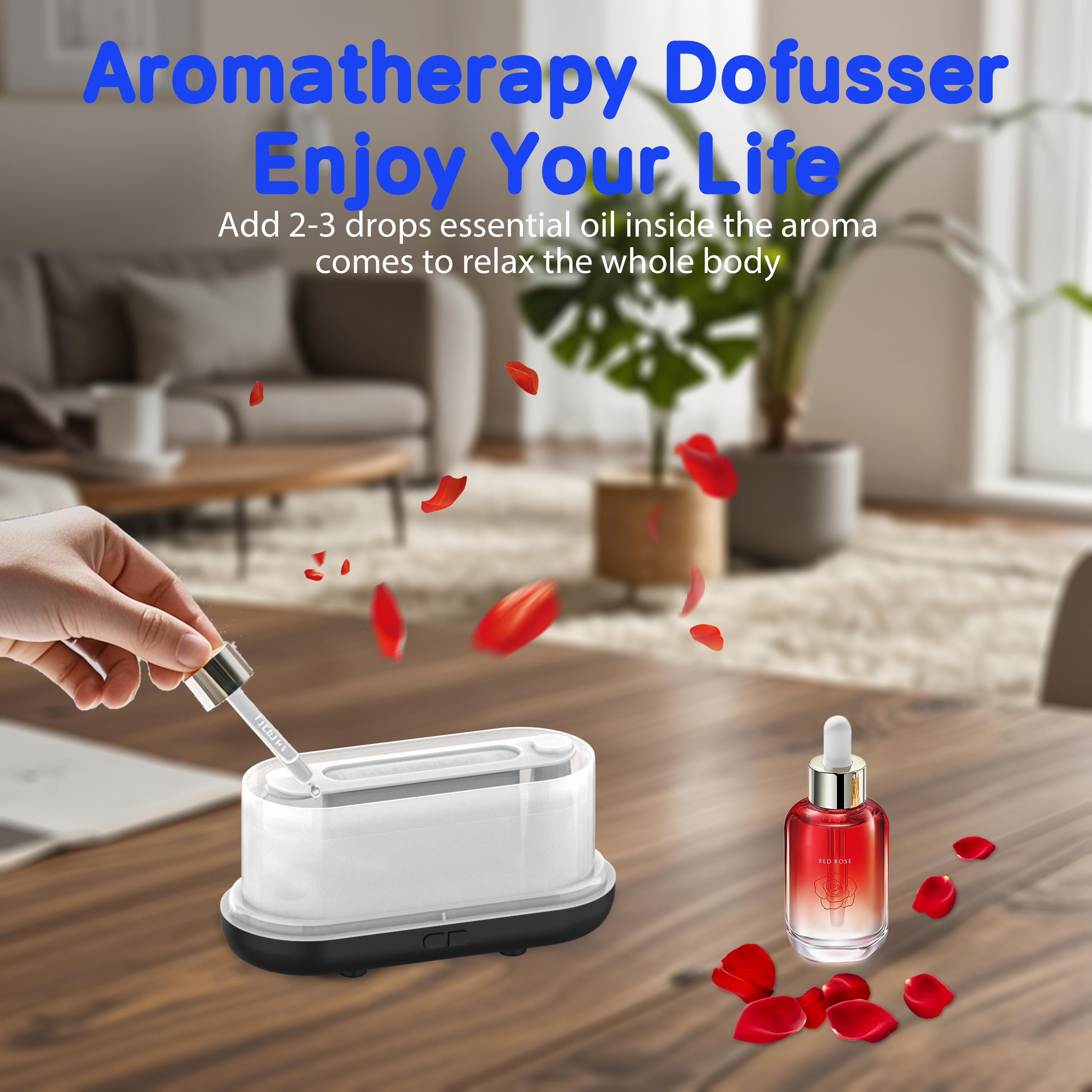 Upgraded 7-Color LED Flame Diffuser, Silent Humidifier with Auto-Off and 160mL Capacity for Home, Office & Yoga