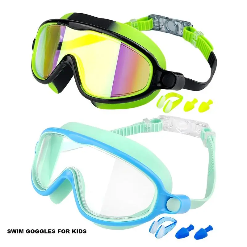 Outdoorfun Kids Swim Goggles Set 2-Pack - Water Goggles for Ages 3-15, Wide View, Anti-Fog, UV Protection, Comfortable Fit, Easy to Wear, No Leaking