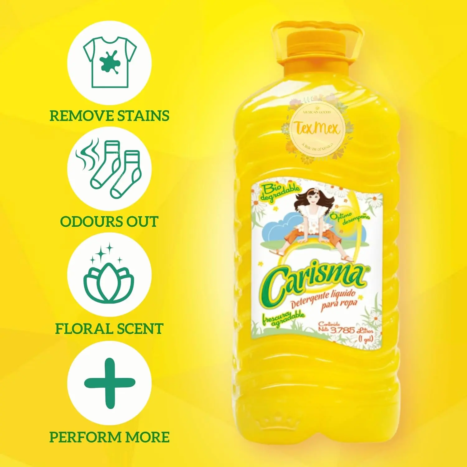 Carisma Liquid Laundry Detergent for Baby, Non-Toxic Floral Scent for Sensitive Skin, Powerful Stain Removal for All Fabrics, 127.79 fl oz