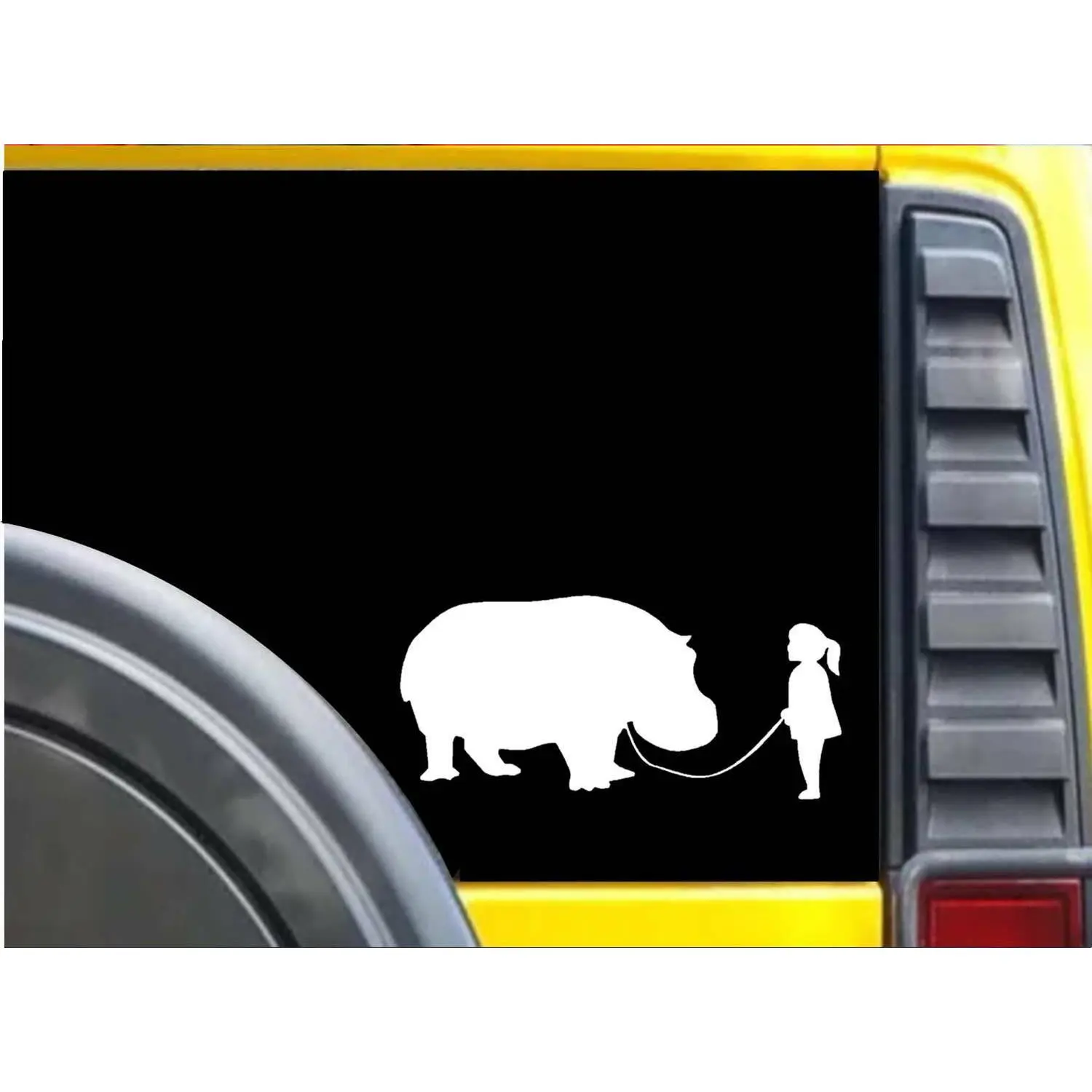 Girl Walking a Hippo Sticker k623 8 inch decal