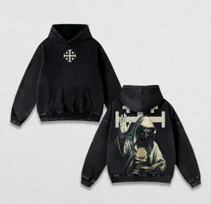 Retro Baldwin IV "The Leper King" The Crusader King and His Holy Army Vintage Washed Hoodie | Jerusalem Cross Medieval Christian Streetwear | Medieval Cross Armor Glory of God Outfit