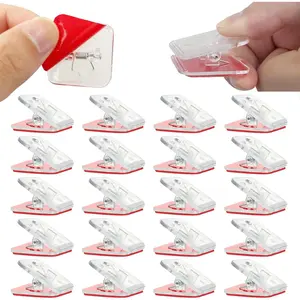 20 count Self Adhesive Clips, Wall Clips,Tapestry Hangers,Photo Clips for Paper Flag Hanger,Sticky Clips for Teachers,Double-Sided Adhesive Spring Clips for Poster Home Office Rope