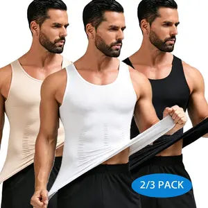 1/2/3 Pack Menswear Compression Tank Tops Underwear DoubleLayer Mid-Abs Compression Tummy Control Activewear Smooth Sports Suits Sleeveless T-Shirt