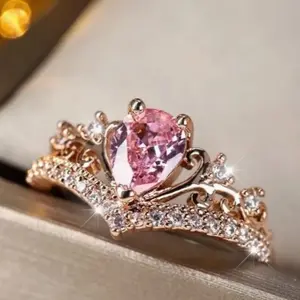 Quinceañera Gold Filled Pink Ring - Elegant Pink Design with Gold Finish