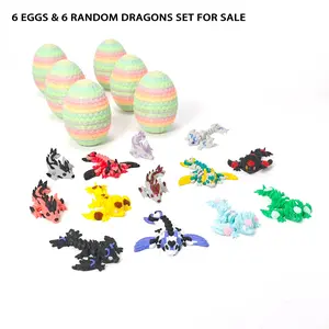 Easter Gift Set, 3D Printed Easter Eggs with Random Dragon Shape Inside, Gradient Color Mini Animal Figurines Decorative Pieces for Friends and Kids