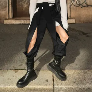 INCERUN Men's/Unisex All Season Side Button Slit Slim Fit Trousers | Unique Cutout Aesthetic Pants | Punk Rock, Streetwear, Clubwear