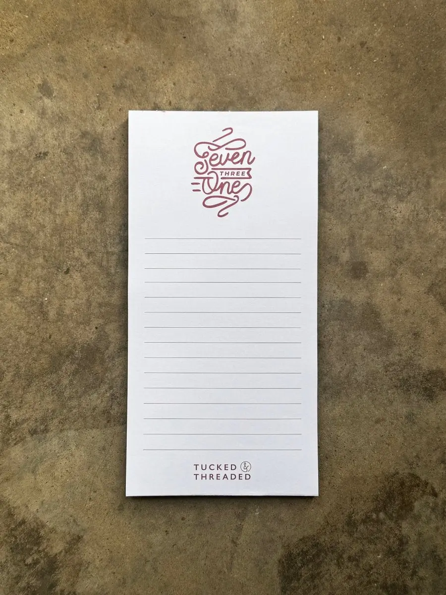 Seven Three One White Notepad