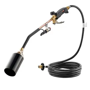 【fathersdaygift】VEVOR Propane Torch Weed Burner, High Output 1,800,000 BTU with 10 ft Hose, Heavy Duty Blow Torch with Adjustable Flame & Turbo Trigger Push Button Auto Igniter, Flamethrower for Garden Ice Snow Road