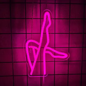 Pink LED Neon Sign Lady Neon Light For 3D Wall Art Decor lamp Neon Signs for Bedroom USB Powered Neon lights for Grils (Leg)