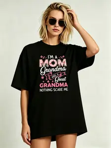 Women's Oversized Heavy Cotton Knit T-Shirt - Round/Crew Neck, Soft Breathable Fabric, Structured Stylish, Non-Collapse, Premium Aesthetic, Plain Casual Versatile Basic Top