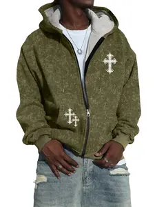 Autumn Winter Men's Full-Zip Long Sleeve Hoodie Sports Shirt with Tie-Dye Snowflake Cross Drawstring Kangaroo Pocket Casual Sweatshirts Pullover Menswear Tops Wetsuit Blue