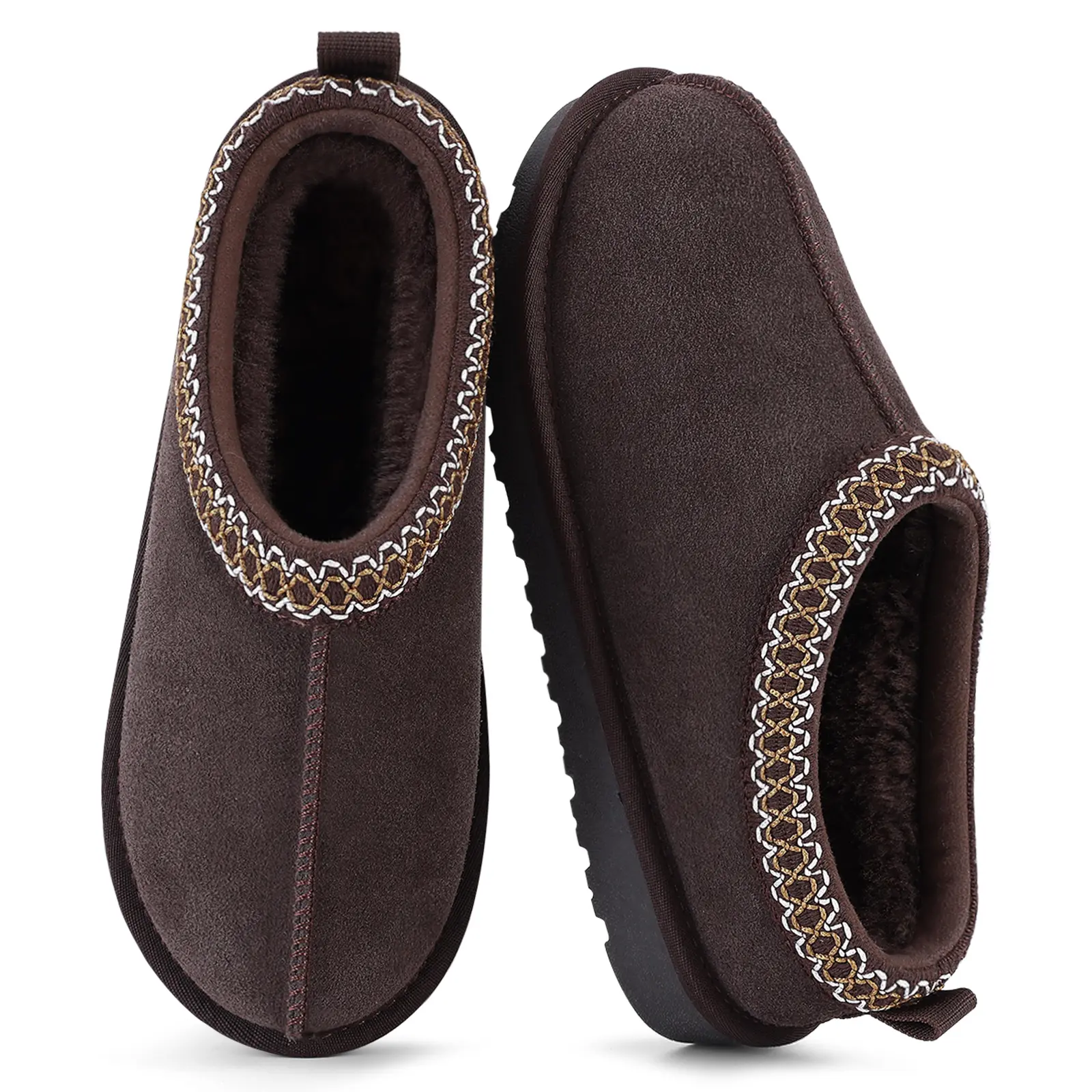 KIDMI Genuine Suede Fuzzy Slippers for Women Casual Platform Slippers for Women Plush House Shoes Warm Cozy Mini Boots Easy Slip on Slippers for Indoor or Outdoor, All Day Comfort, Ideal Present