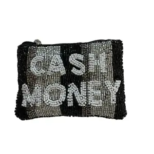 Women's Beaded Coin Purse with Multiple Compartments