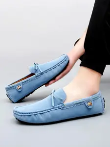 Men's Casual Solid Color Slip-on Flat Shoes, Lightweight Comfortable Shoes, Fashionable Soft Loafers for Men, Boy