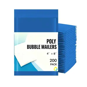 Waterproof 4x8 4x7 Poly Bubble Padded Envelopes Mailers Shipping Bag Blue 200 PCS Lightweight Tear-Proof Durable Self-Seal Closure Tamper-Evident Extra Protection