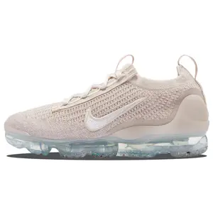 Nike VaporMax Flyknit 2021 Beige and White Women’s Low-Top Casual Running Shoes with Breathable Knit Upper Verifiable, with credentials and supporting global authentication