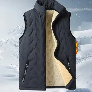 Men's Fleece Vest Autumn Winter Thick Warm Sleeveless Innerwear Outerwear Versatile Stand Collar Jacket Menswear Tops mens  winter  jacket