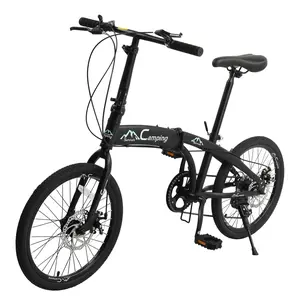 20in 150kg High Carbon Steel Foldable Commuter Bicycle Black