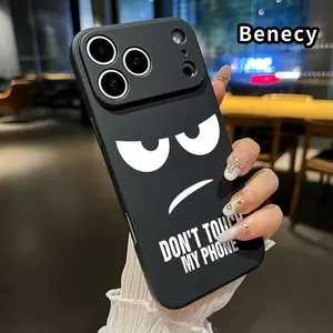 Straight Edge TPU Phone Case for iPhone 17 15 16 14 Pro Max 13 12 11 XR XS Plus Air E Angry emoji design Pattern Drop Protection Shockproof Soft Liquid Silicone Smartphone Cover