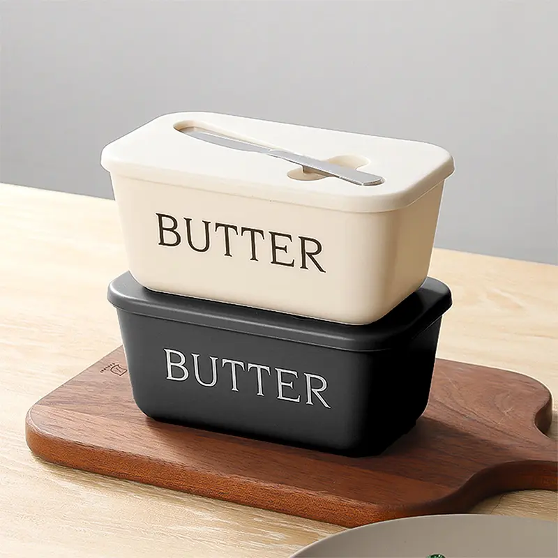 Durable PP Butter Box Set with Knife, Food Grade Plastic, Reusable Containers, Kitchen Plastic Containers, Lightweight & Easy Clean, Ideal for Home, Weddings, Camping, Snack Containers, Food Storage Containers, Stackable Lunch Container