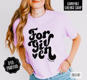 Forgiven Cropped Comfort Colors Tee, Trendy Tshirt for Women