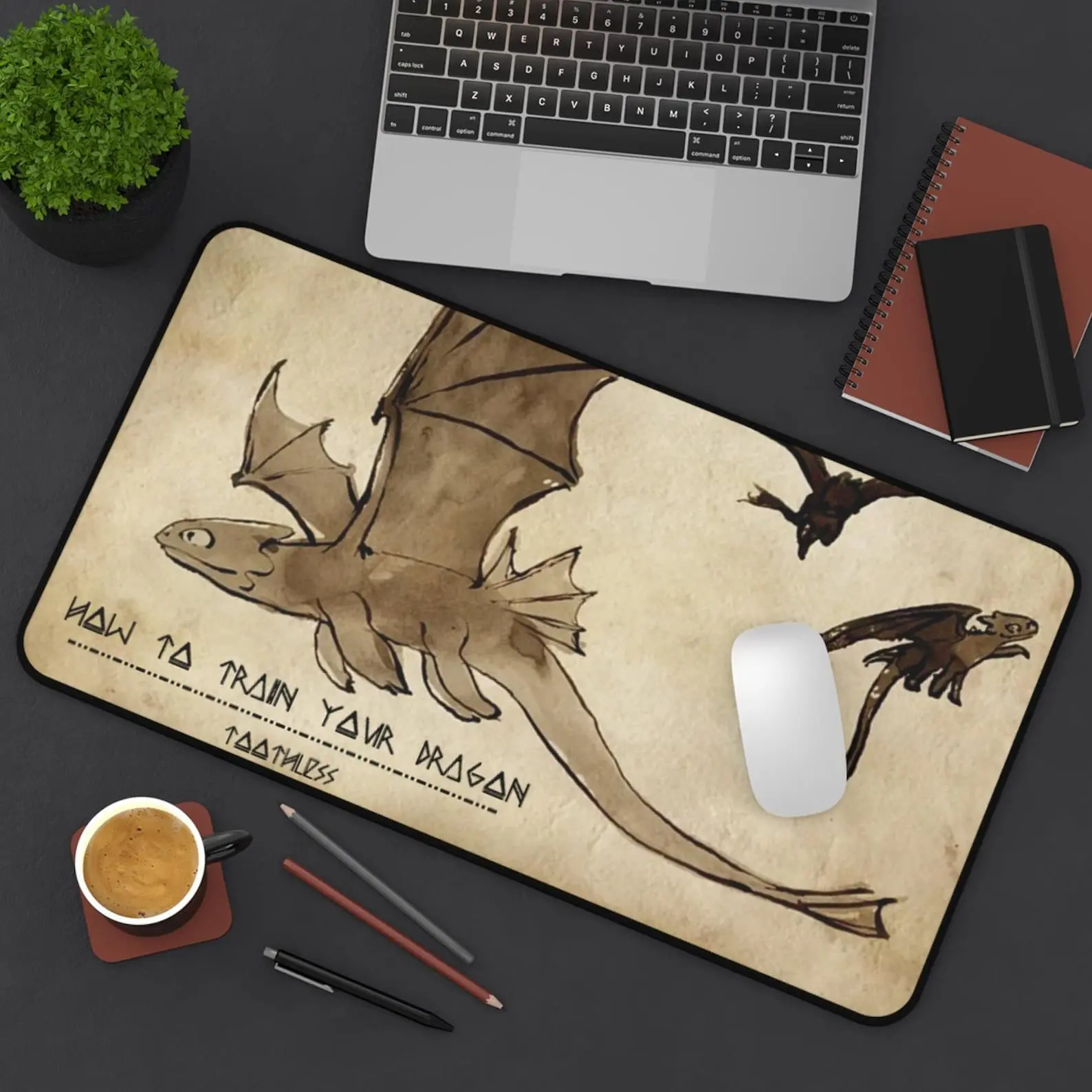 Toothless Desk Mat, Toothless sketch Mouse pad, How to train your dragon