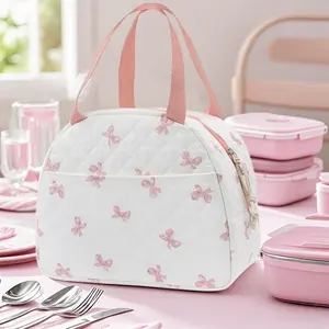 9L Cute women's lunchbox, small floral print lunch bag, insulated lunch bag, Lunch Bags Women, large capacity reusable polyester tote bag with zipper, multi-functional and durable lunchbox carrying bag, floral pattern unisex style Lunchbag