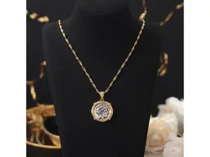 Myth Sccylla Miraculous Medallion Double-Sided Coin Necklace,Greek Myth Queen Coin Medal Necklace for Women