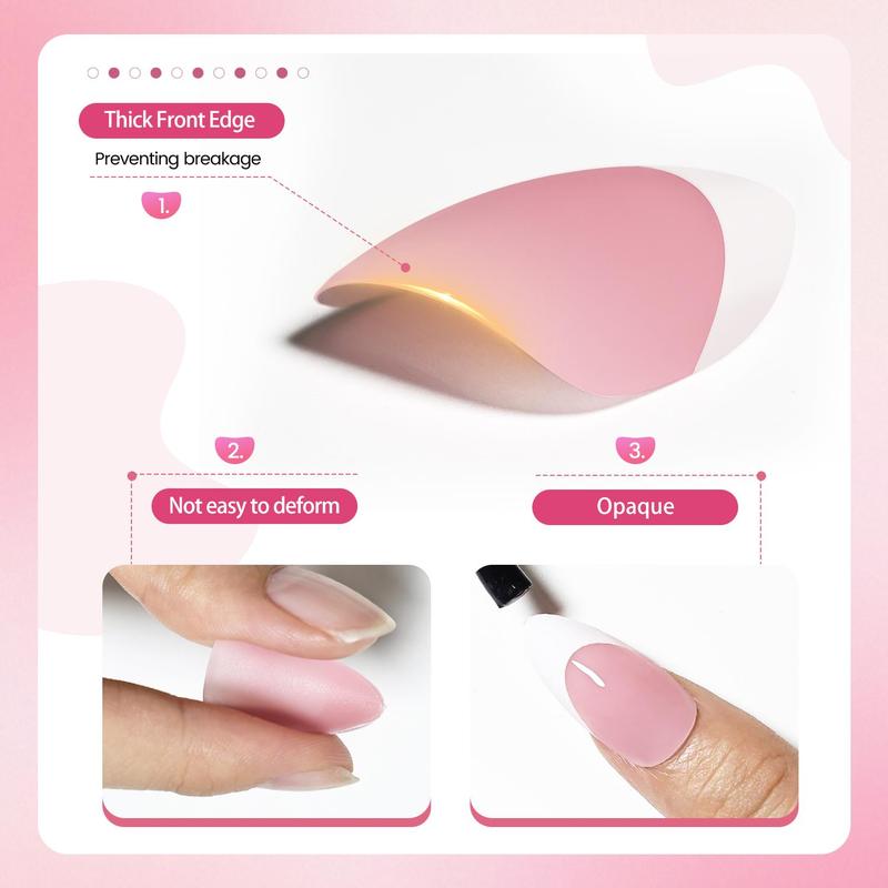 JODSONE 154PCS New Upgrade French Gel Nail Tips Kit French Tip Press on Nails Soft Fack Nail Tips Gel Nail Glue,Builder Gel,Top Coat,Nail Lamp All Included for Nail Art Easy DIY