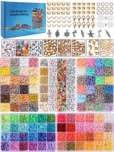 10700pcs Soft Clay Beads Bracelet Making Kit, Friendship Bracelet Set, Flat Beads for Jewelry DIY, Necklace Handmade Gift