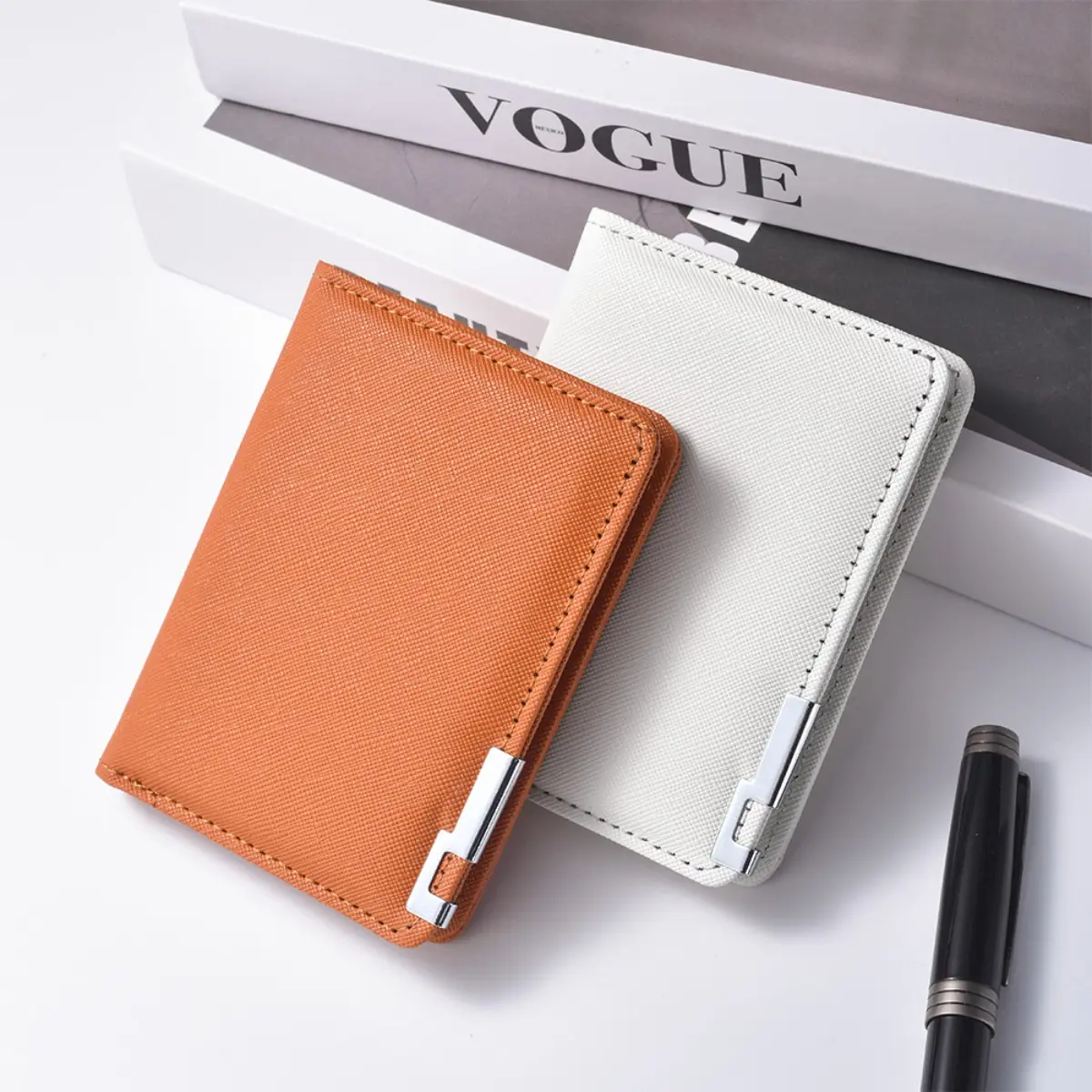Minimalist Leather Wallet for Men, Slim Cross Pattern Card Holder with Iron Edge Detail - High-End Men's Accessory, Gift Idea, Leather Card Holder, Credit Card Organizer