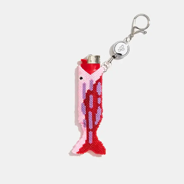 RETRACTABLE LIGHTER KEYCHAIN - BEADED FISH