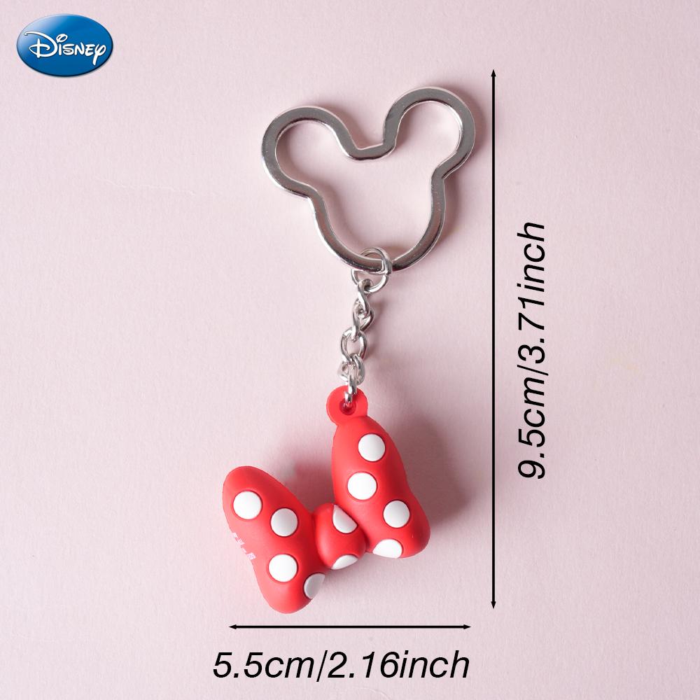 Disney Mickey PVC Keychain 1PC Official License Bag Clip Bowknot Style Charms Anime Figure Collector Keyring Backpack Decor Durable PVC Soft Rubber Gift