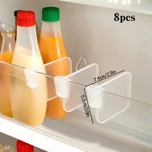 8-Piece Multifunctional Refrigerator Side Door Dividers, Thick Transparent Kitchen Storage Segments, Space Organization Essential